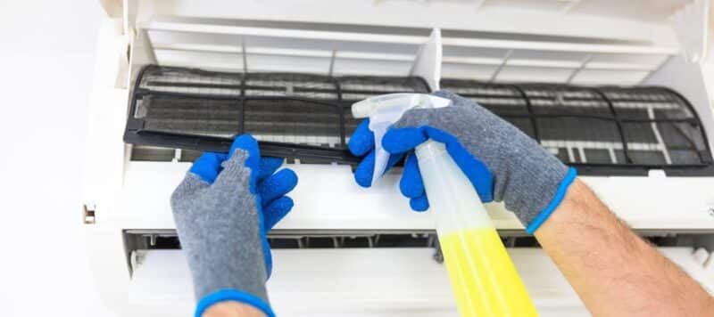 Cleaning the interior air filter of a ductless ac system