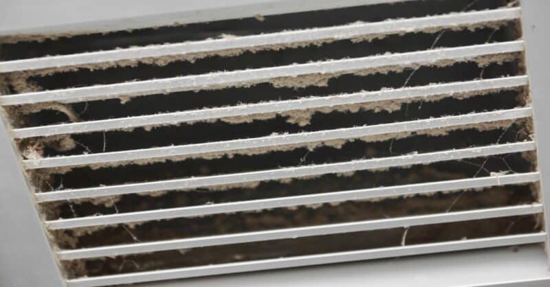 dusty air duct waiting to be cleaned